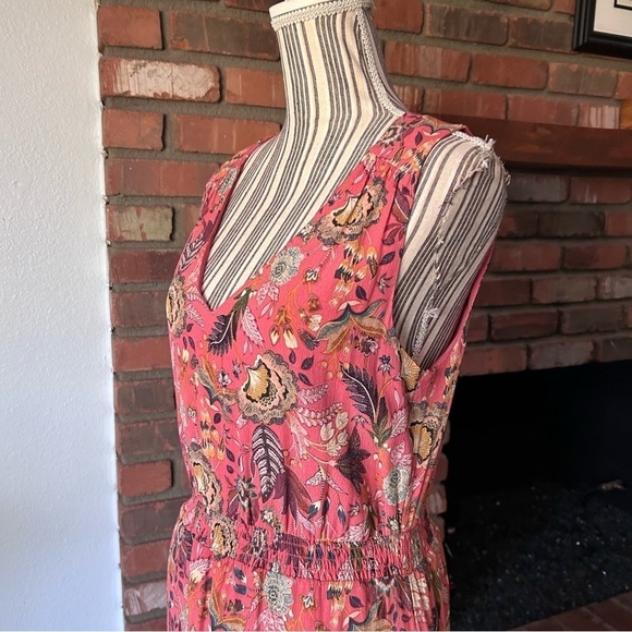 Evereve Brielle Sleeveless Floral Midi Dress in Coral Sz M - Picture 9 of 13